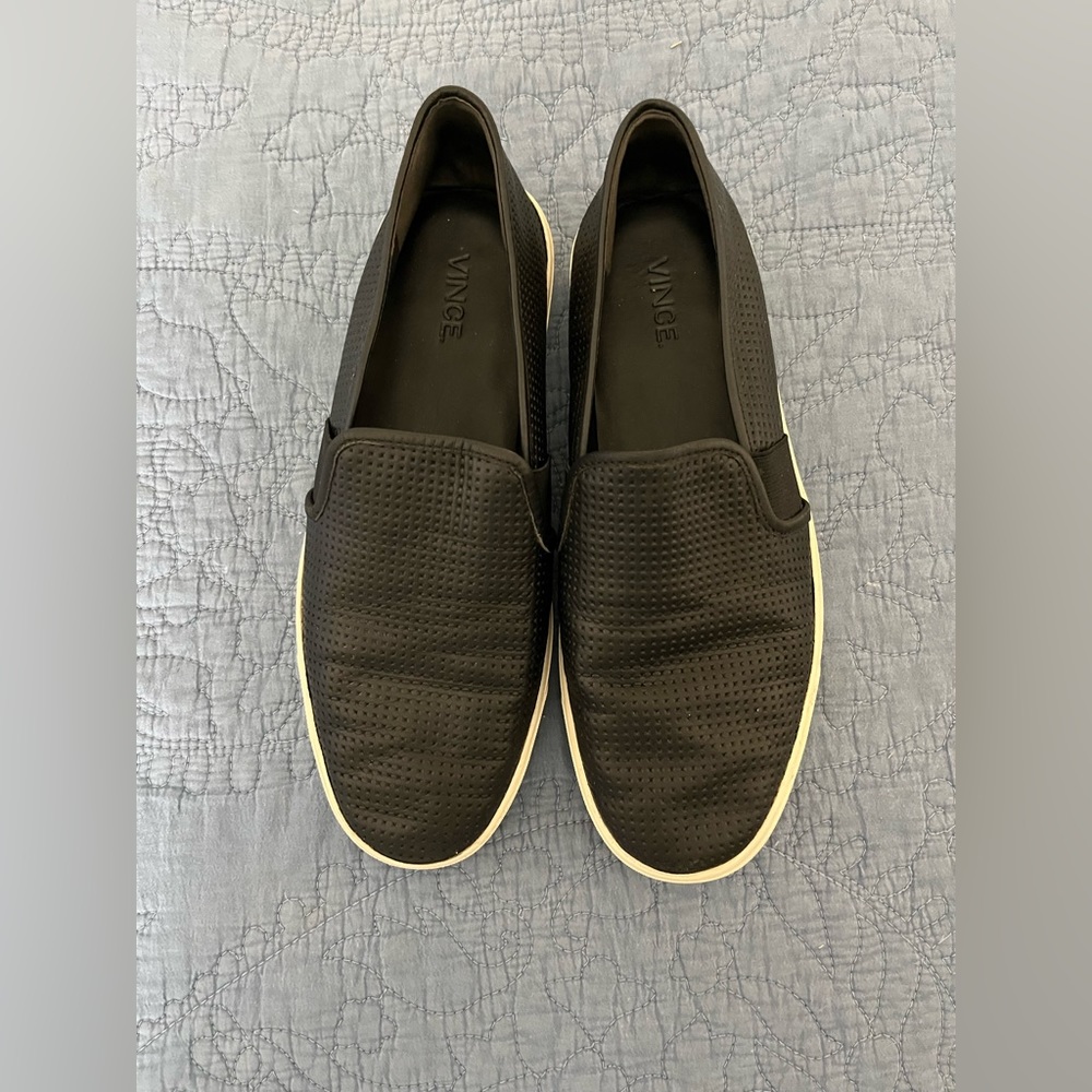 VINCE Perforated Leather Blair Sneaker Black